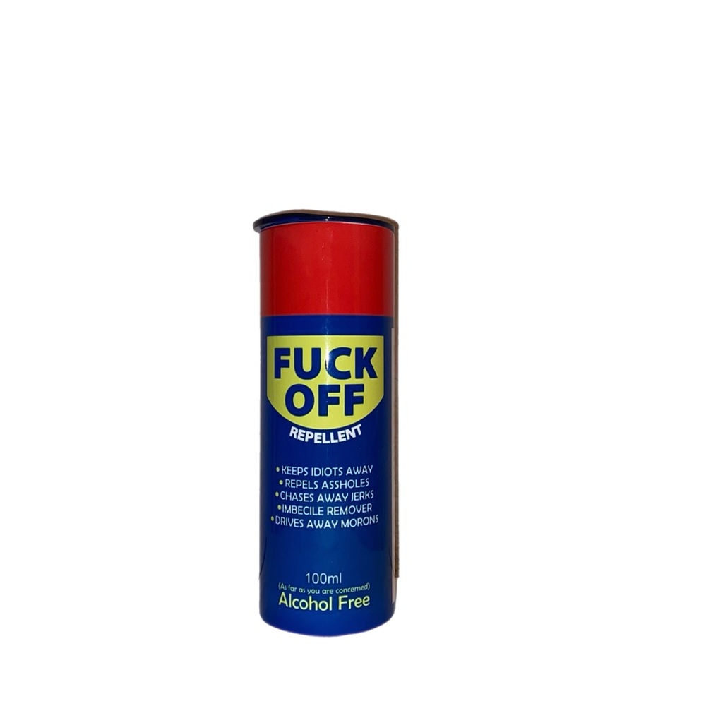 Hand Crafted Red and Blue 'fudge off' Novelty Repellent Can